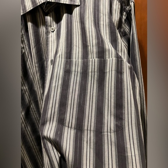Ermenegildo Zegna Dress Shirt Mens Grey/Black Stripes EUC - L - Picture 3 of 7